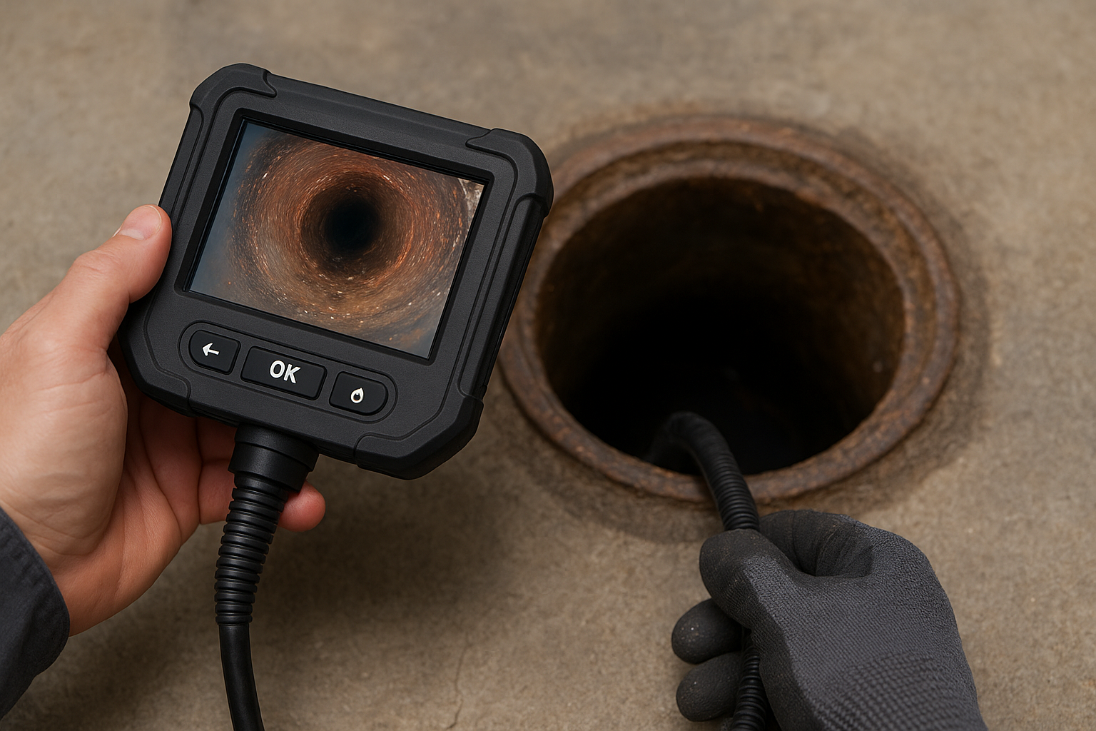 using a sewer line inspection camera